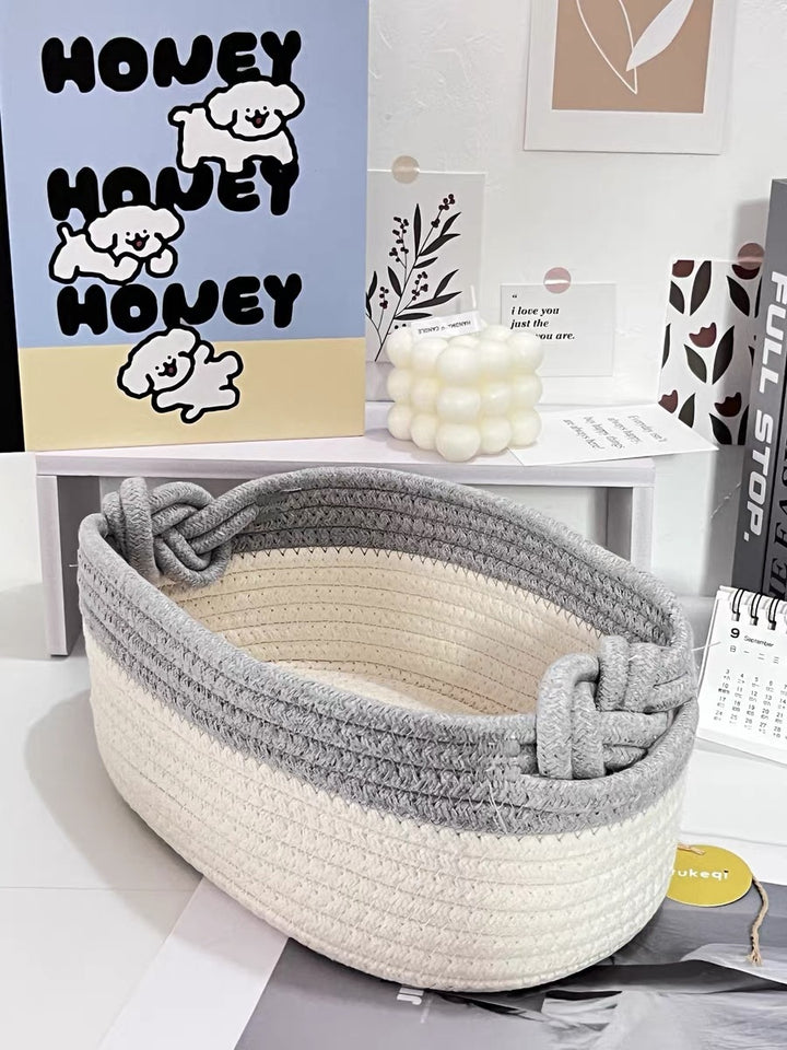 Women Versatile Storage Basket with Double Knot Accent Bowlift