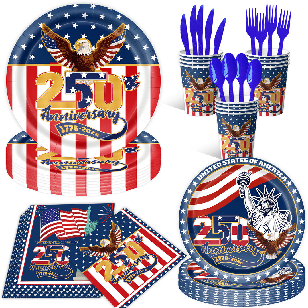 Unisex decorative paper napkins set anniversary motif USA square disposable Bowlift