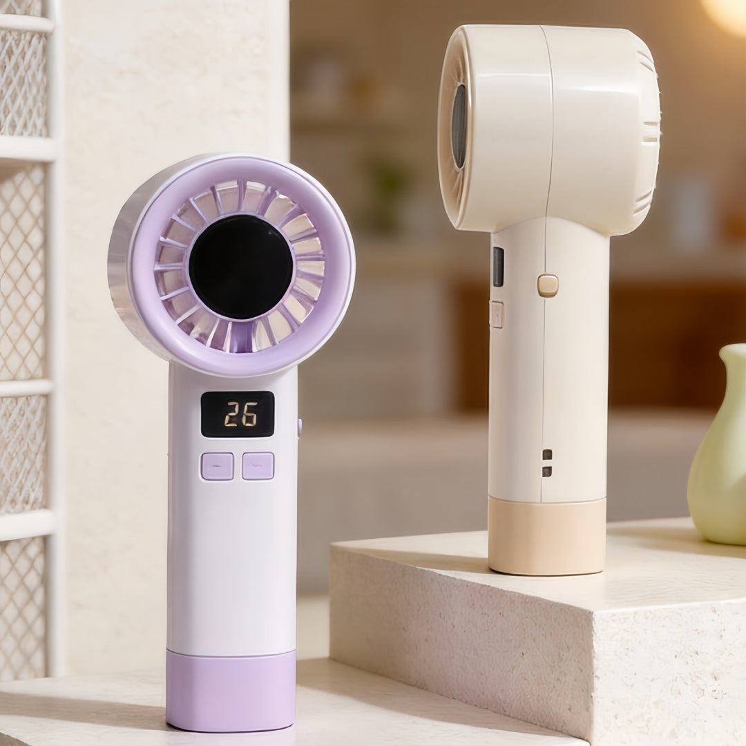 Ultralight Hand Fan with Temperature Display Bowlift