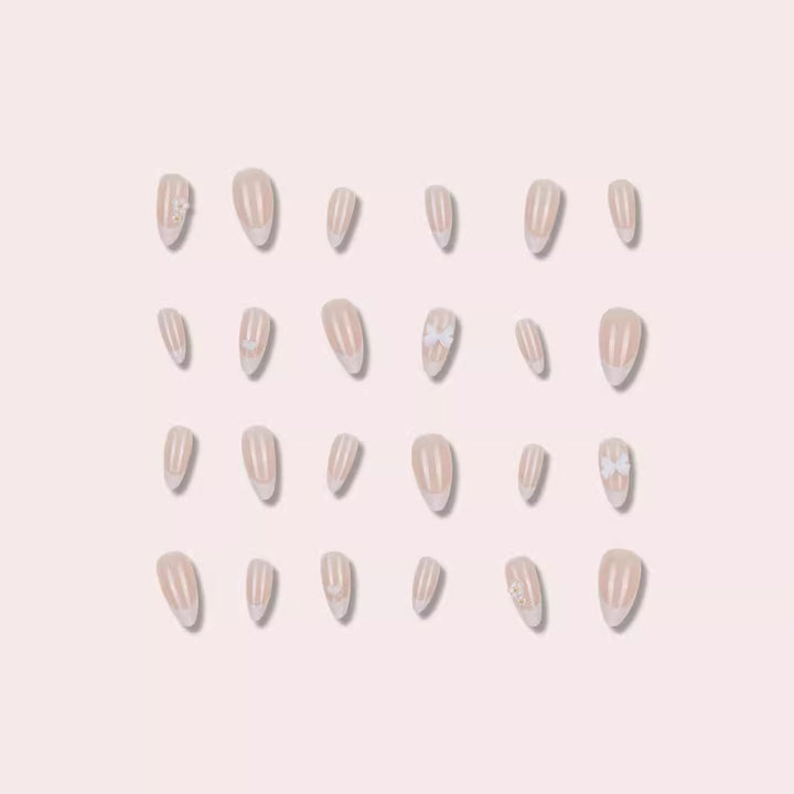 Elegant Stiletto Press-On Nails with Floral Accents Bowlift