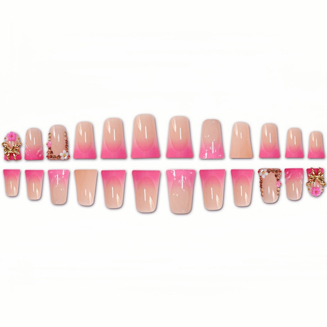 Artistic Long Nail Extensions with Floral Accents Bowlift