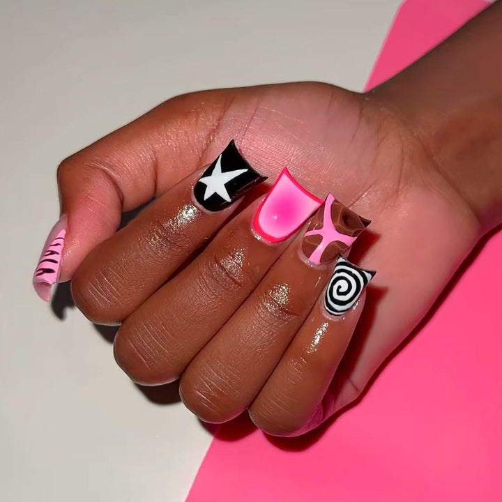 Trendy Artistic Press-On Nail Set Bowlift