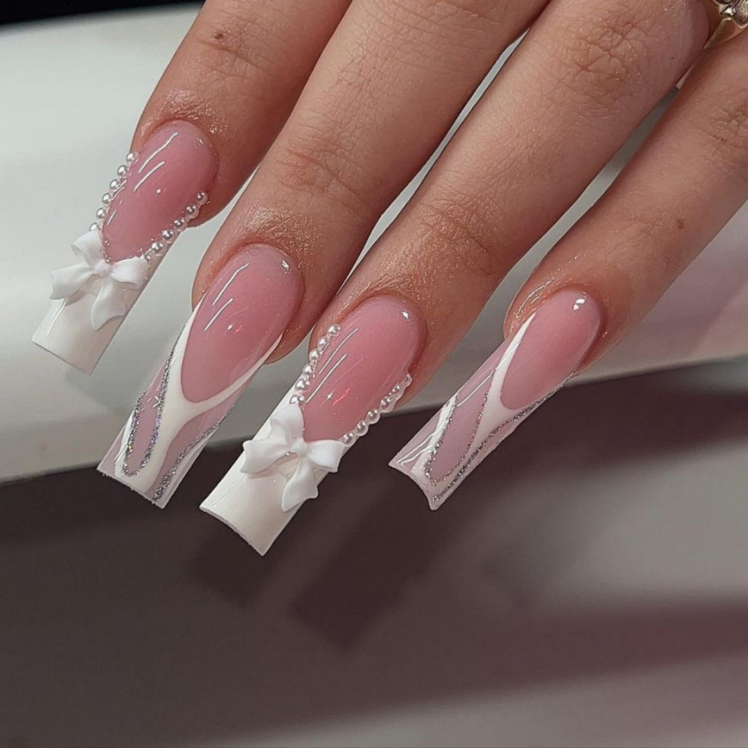 Ornate Butterfly-Inspired Acrylic Nail Extensions Bowlift