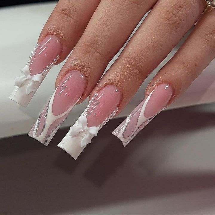 Ornate Butterfly-Inspired Acrylic Nail Extensions Bowlift