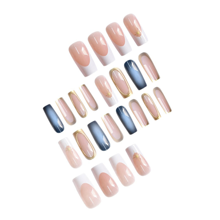 Elegant Ombre Press-On Nail Set with Gold Accents Bowlift