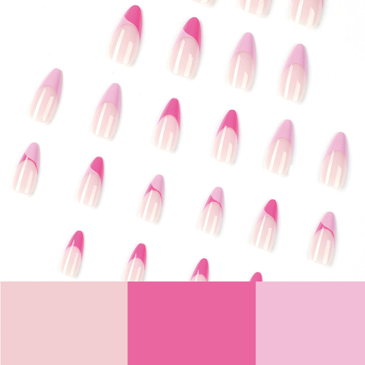 Artificial nail extensions with elegant glitter French tip design Bowlift