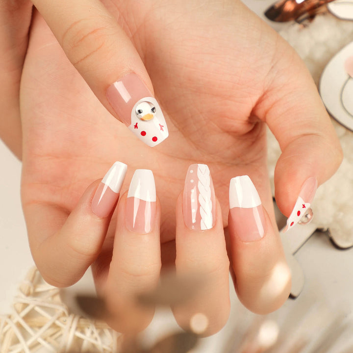 Artistic Gel Nails with Elegant Design and Rhinestone Decorations Bowlift