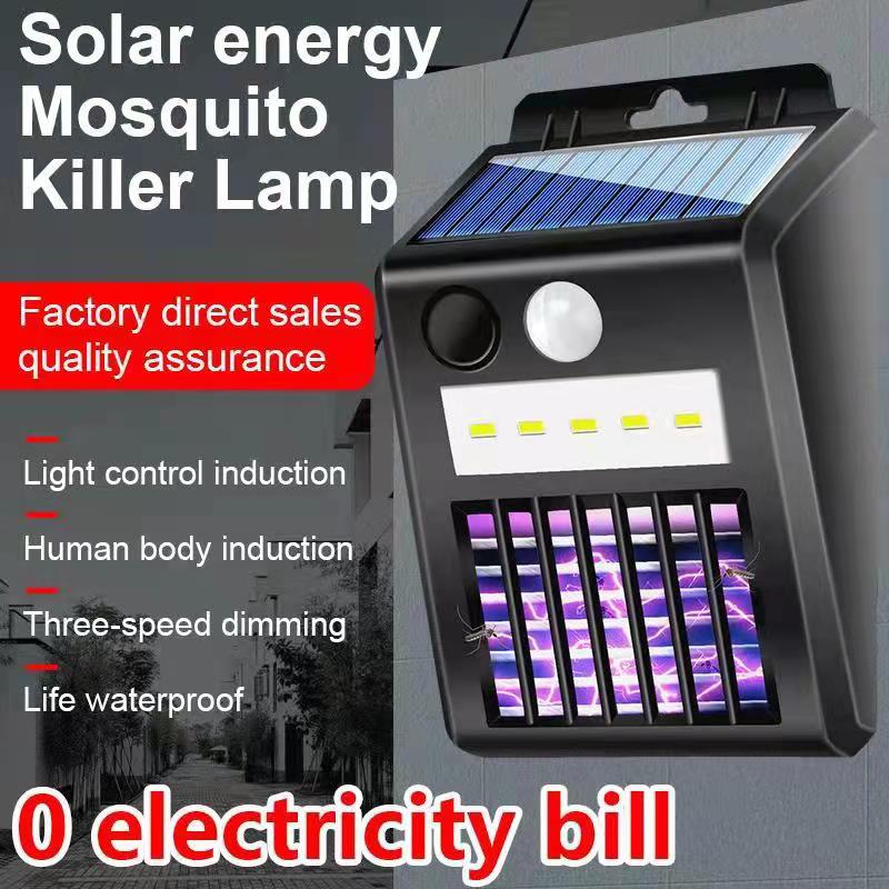 Solar-Powered Outdoor Mosquito Zapper with Motion Sensor and LED Security Light Bowlift