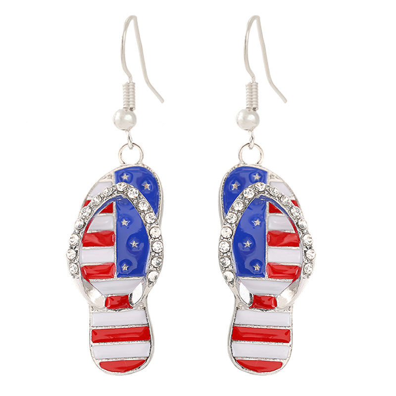 Ladies enamel earrings horseshoe with star stripe motif Bowlift