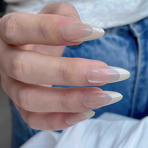 Glossy Long Almond-Shaped Press-On Nail Set Bowlift