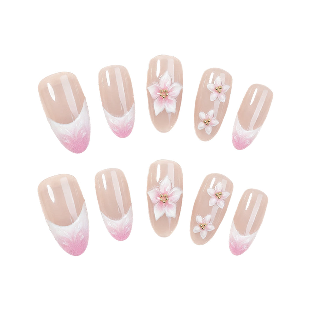 Decorative Floral Design Press-On Nails Bowlift