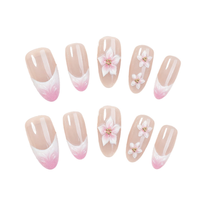 Decorative Floral Design Press-On Nails Bowlift