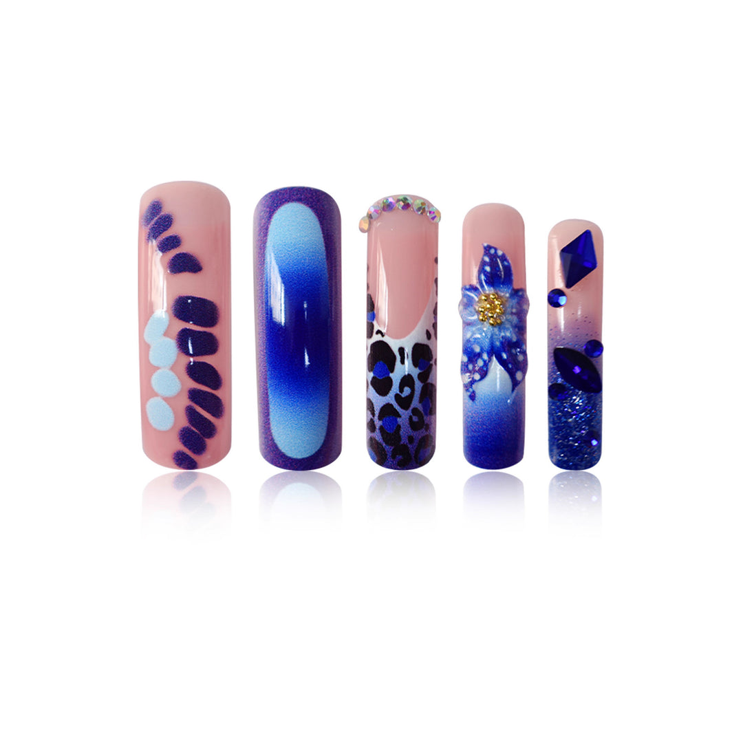 Artistic Long-Length Press-On Nail Art Bowlift