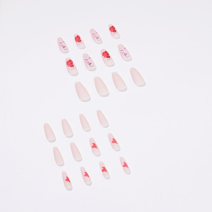 Artful Nail Extensions with Abstrahized Face Drawing Bowlift
