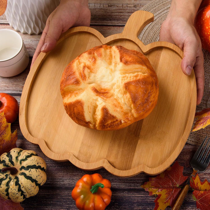 Pumpkin-Shaped Bamboo Serving and Cutting Board Bowlift