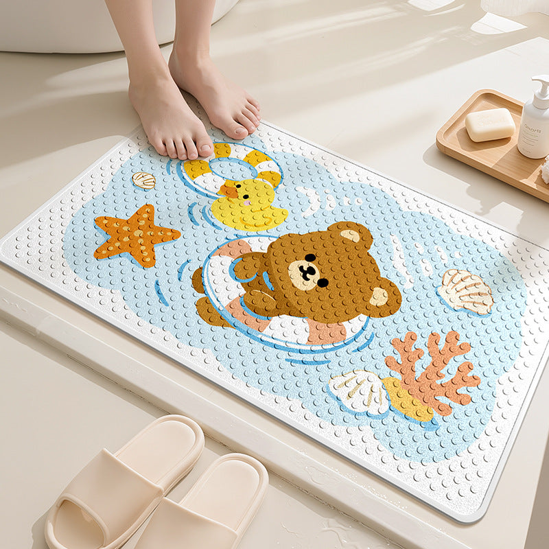 Playful Cartoon Dog Bath Mat Bowlift