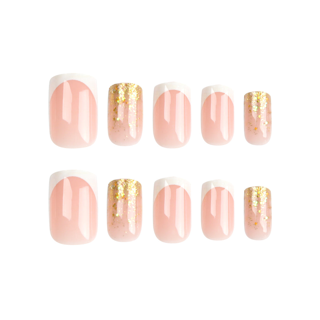 Glamorous nail extensions with sparkling accent Bowlift