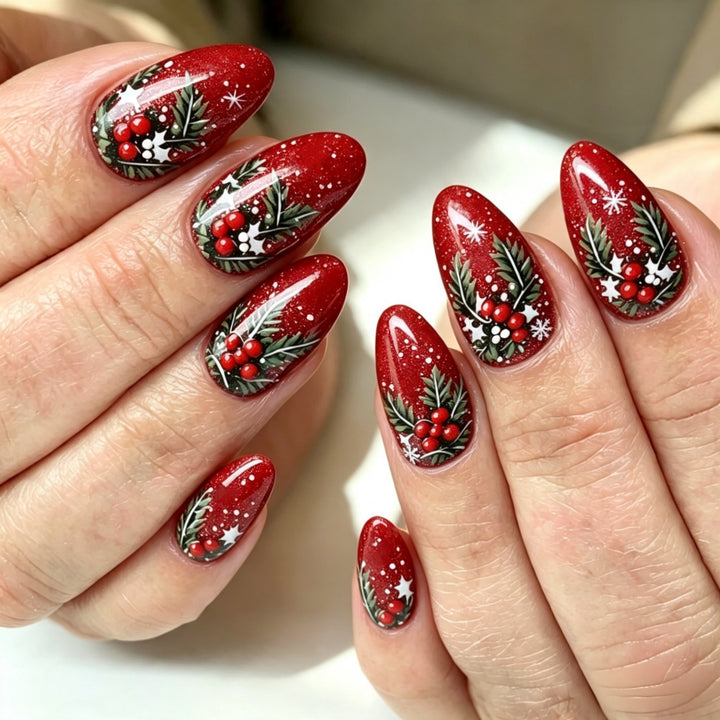 Artificial nails with festive Christmas design Bowlift