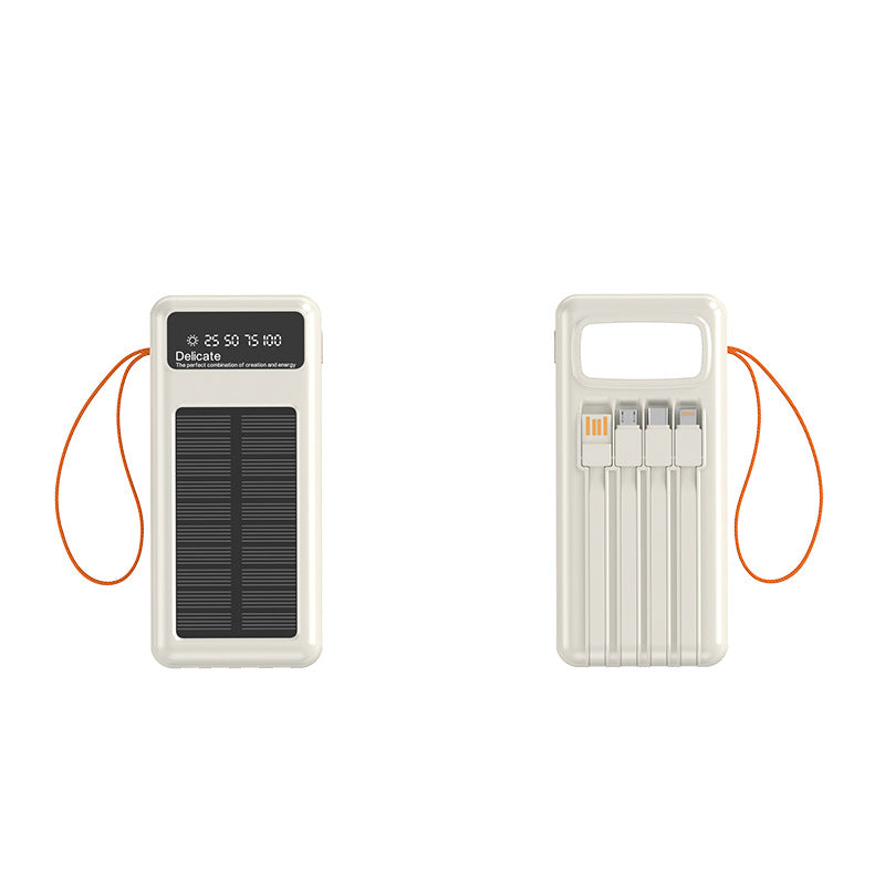 Solar Powerbank with Integrated Charging Cables and Digital Display Bowlift