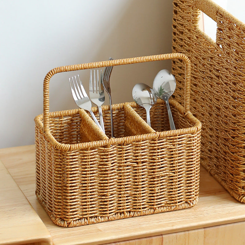 Versatile Woven Organizer Basket with Divided Compartments Bowlift