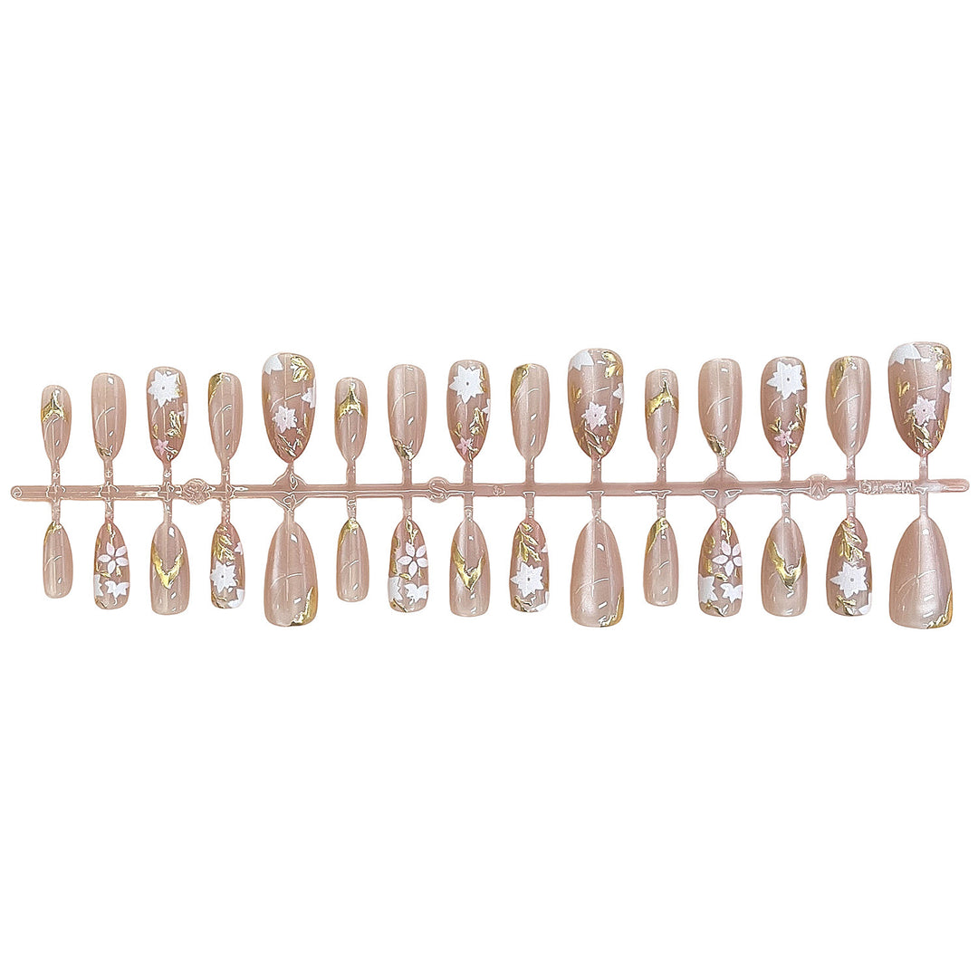 Floral Embellished Press-On Nail Design Bowlift