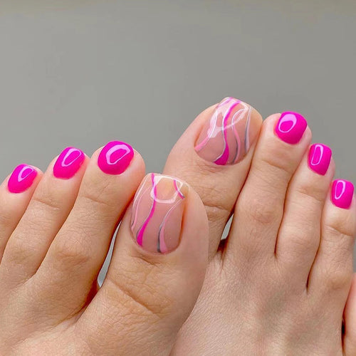 Artful toenail design with creative wave accents Bowlift