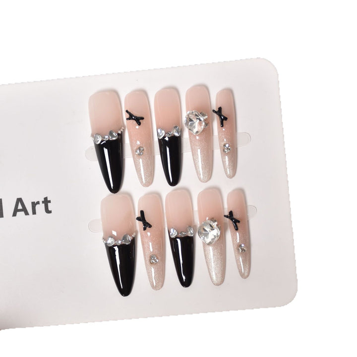 Elegant 3D Embellished Press-On Nail Extensions Bowlift