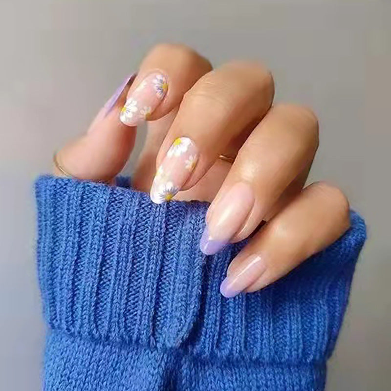Floral Motif Long Press-On Nails Bowlift