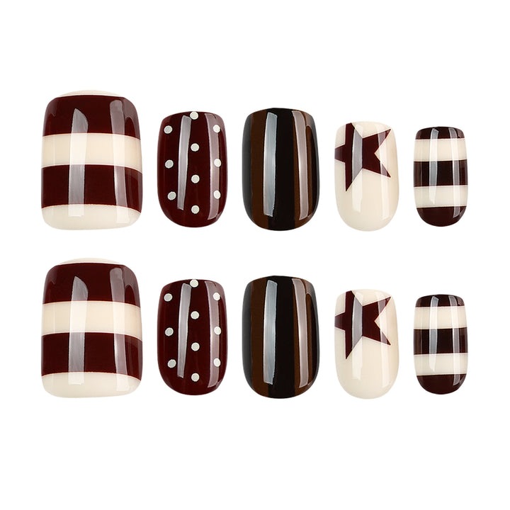 Artful Nail Art with Striped and Polka Dot Pattern Bowlift