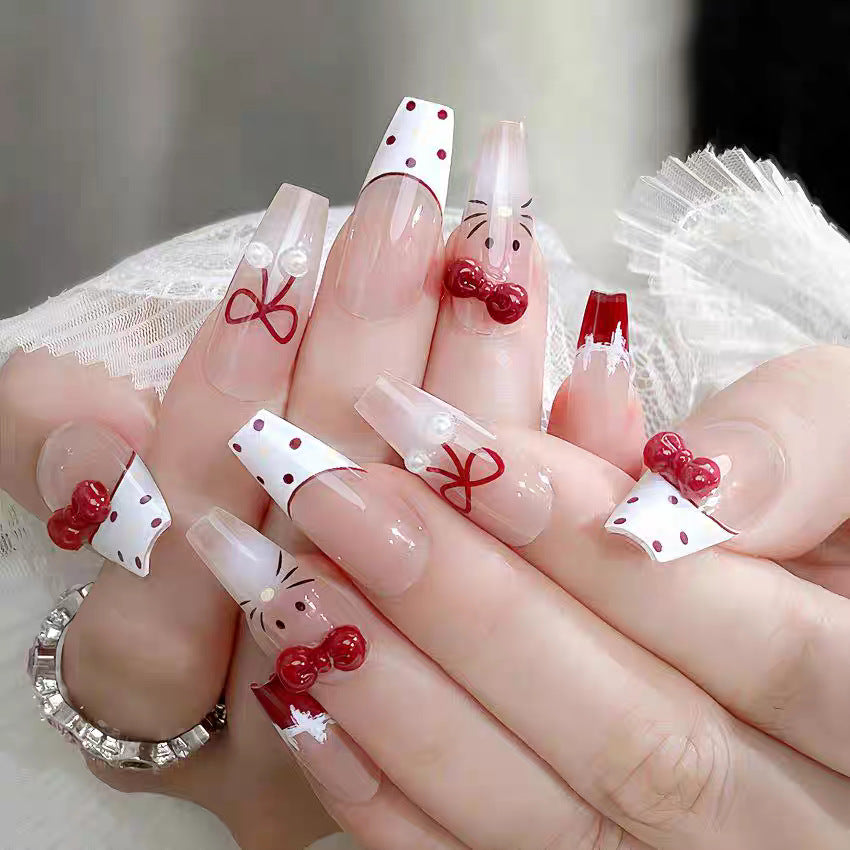 Artistic Press-On Nail Set with Character Themes Bowlift