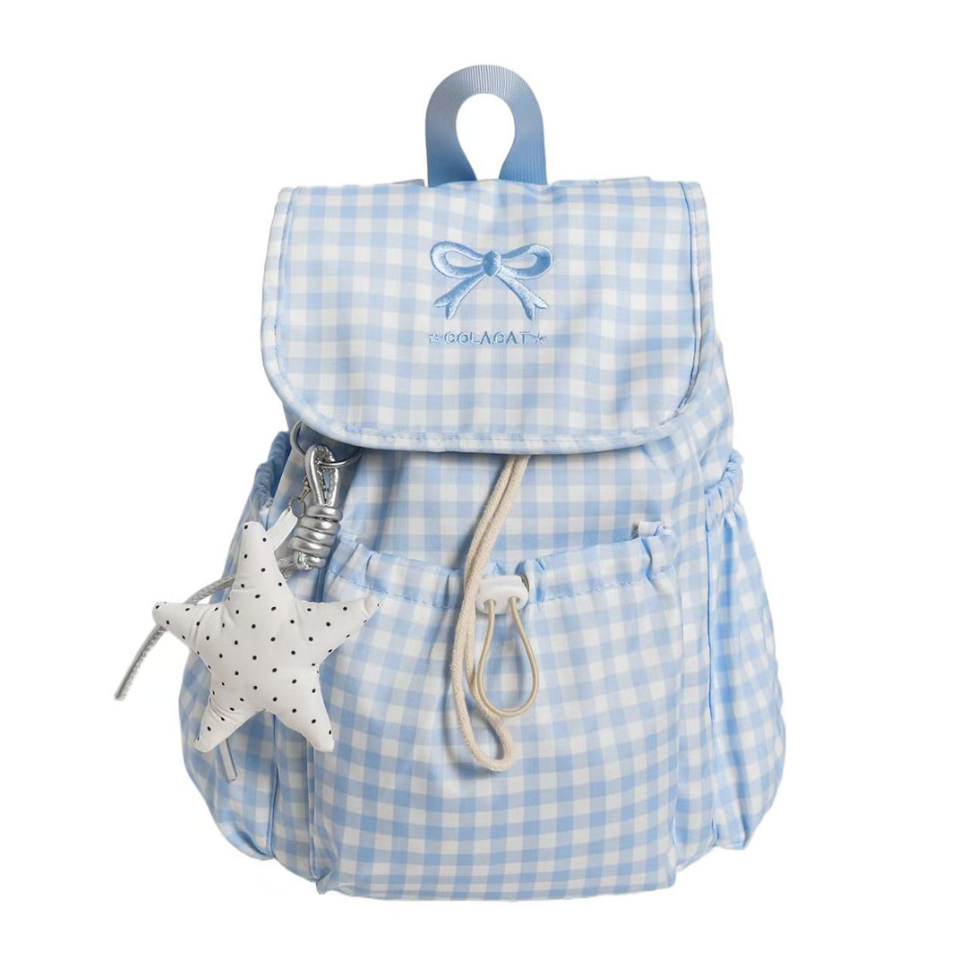 Cute Gingham Print Backpack Bowlift