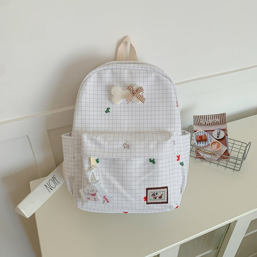Adorable Character-Themed Grid School Backpack