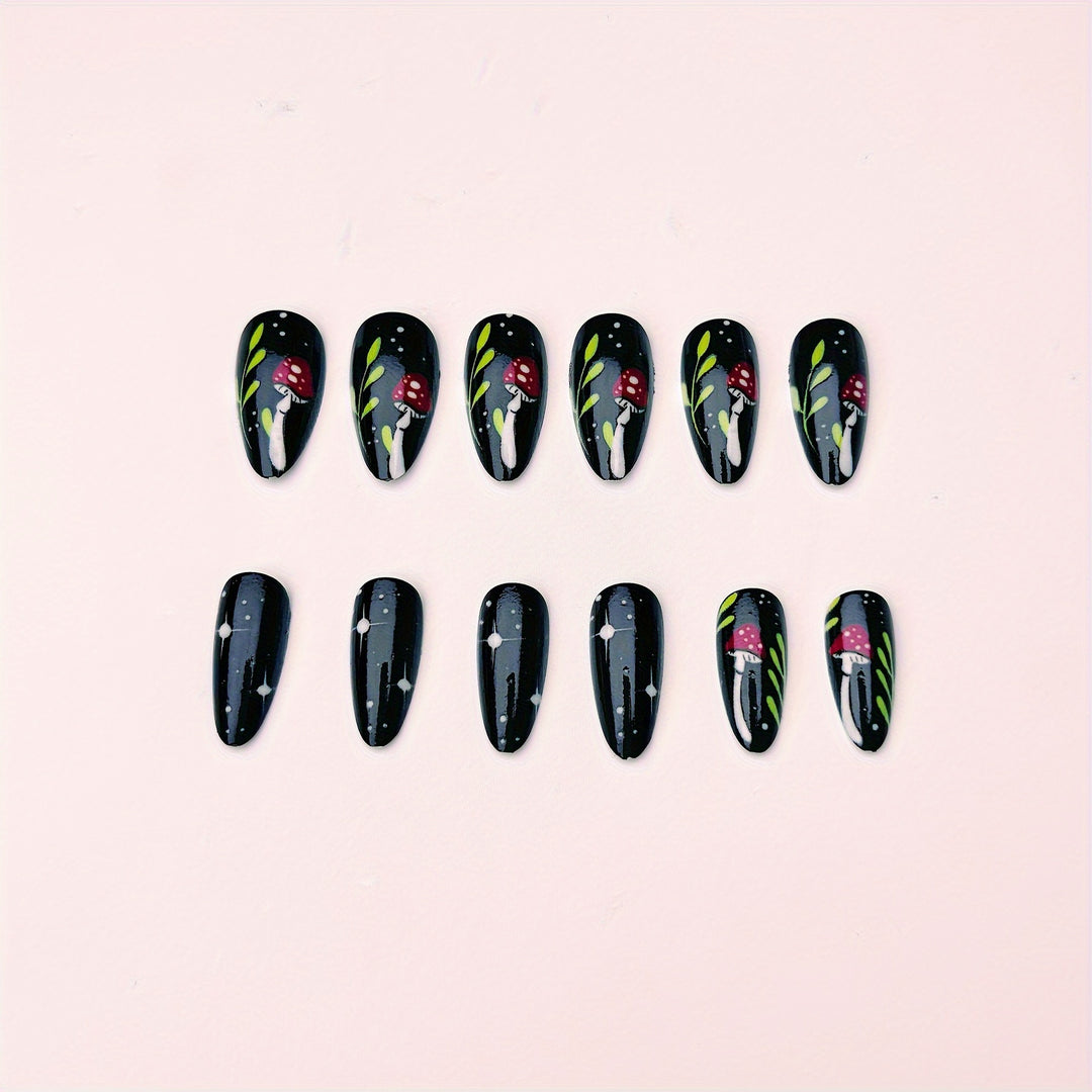 Artistic Mushroom Design Nail Art Bowlift