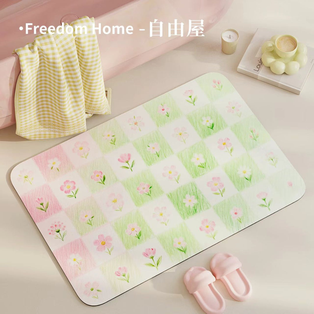 Floral Print Bath Mat Bowlift