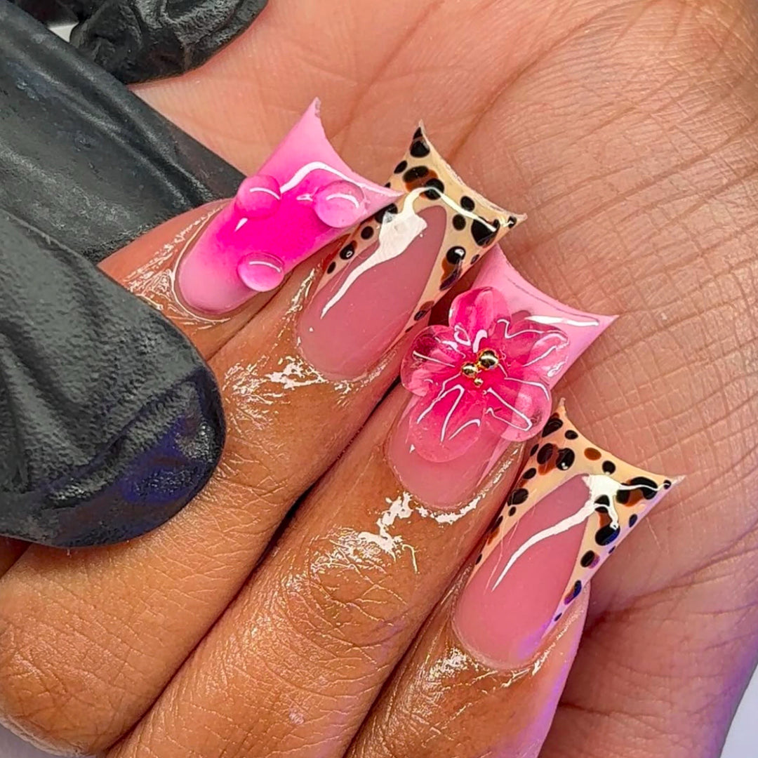 Floral and Animal Print Press-On Nail Extensions Bowlift