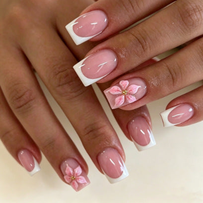 Floral Accent Press-On Nails Bowlift