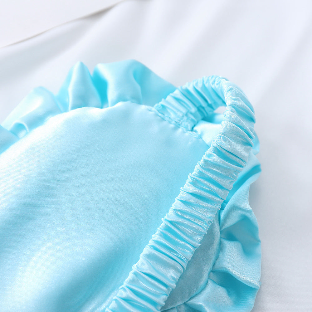 Women's nan satin-gloss eye mask with ergonomic contour, frilled ruffle edge, and gentle padding Bowlift