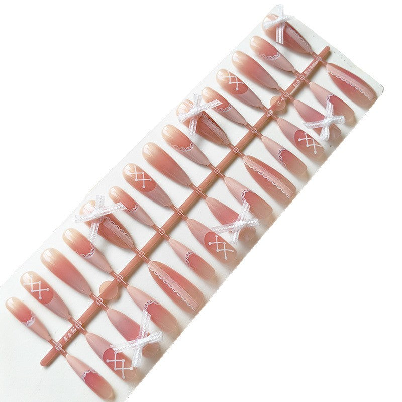 Artificial nail tips with romantic lace decorations Bowlift