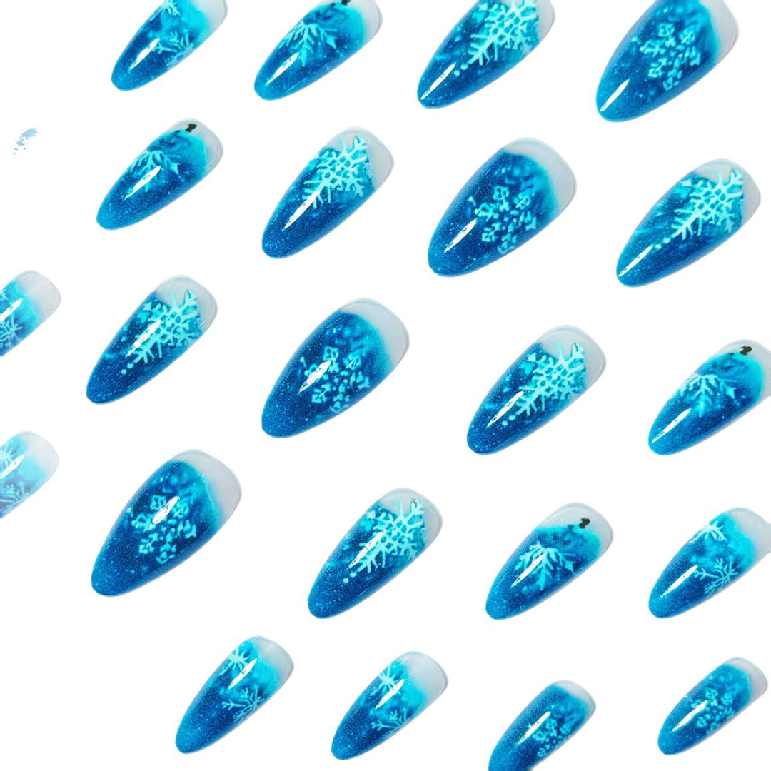 Snowflake Pattern Stiletto Nail Art Bowlift