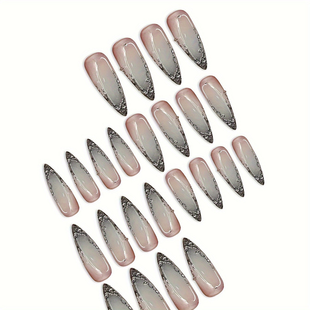 Elegant Stiletto Press-On Nail Set Bowlift