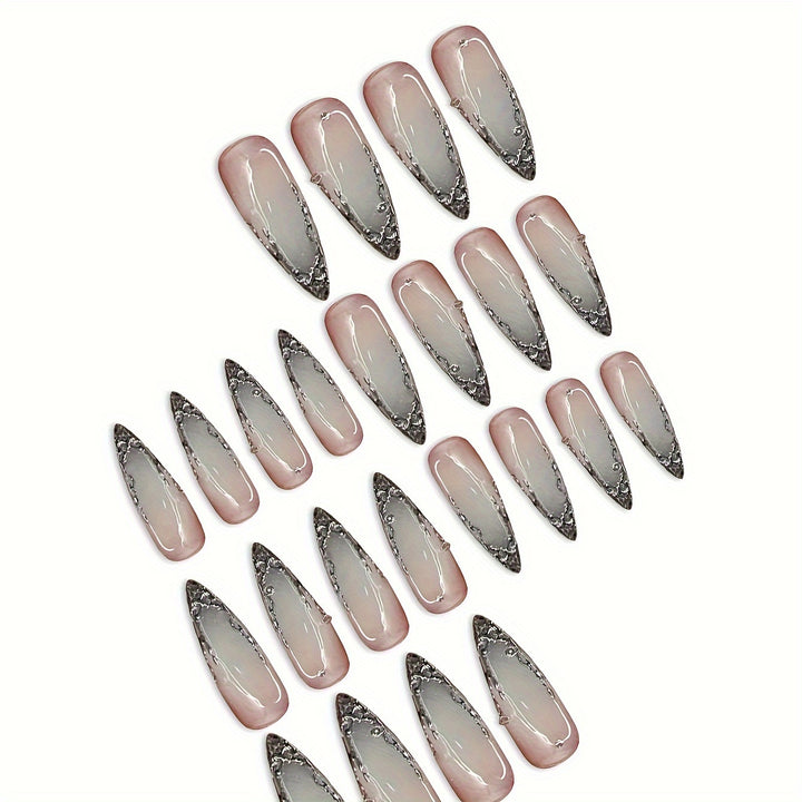 Elegant Stiletto Press-On Nail Set Bowlift