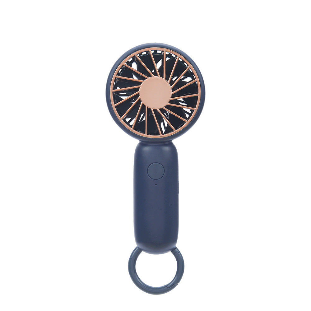 Cooling compact rechargeable handheld fan with carabiner loop and whisper-silent motor Bowlift