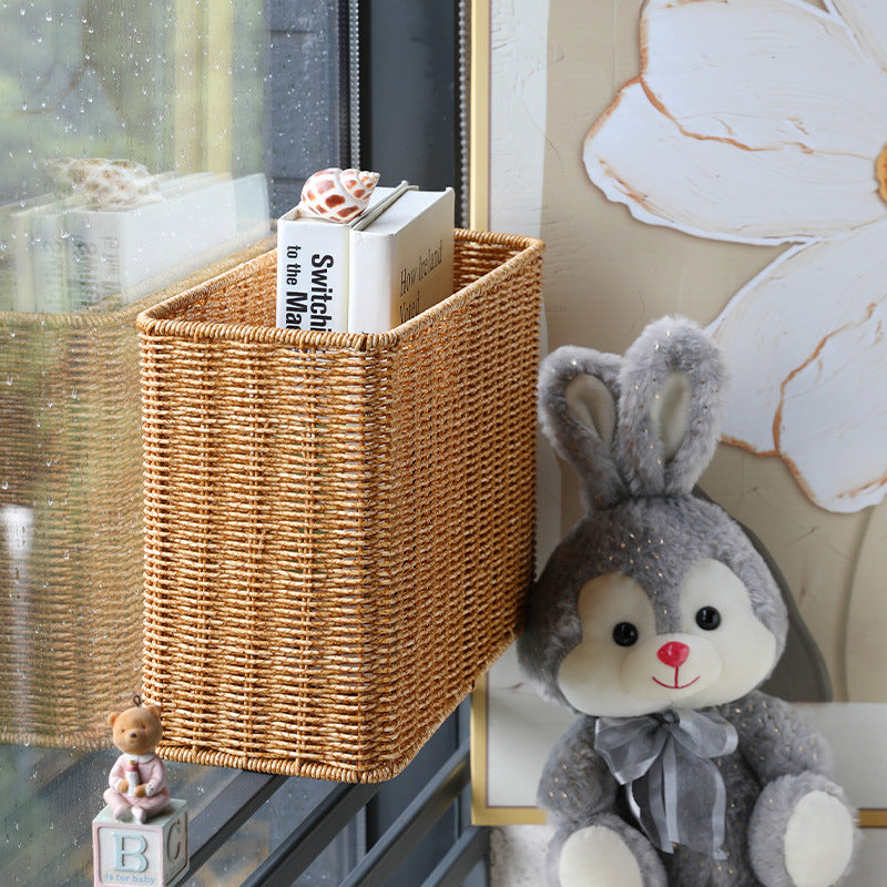 Rectangular Woven Storage Basket with Cut-Out Handles Bowlift