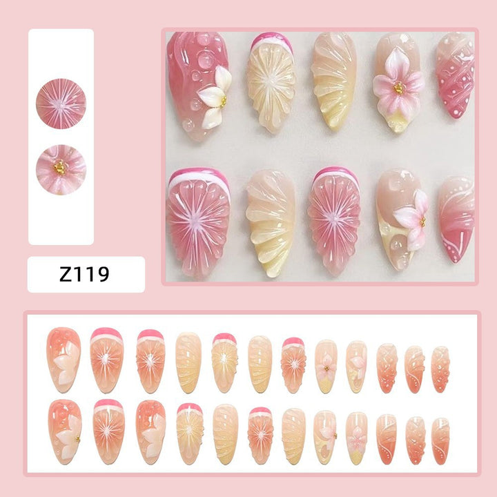 Artful Nail Tips Set with Leaf Accents Bowlift