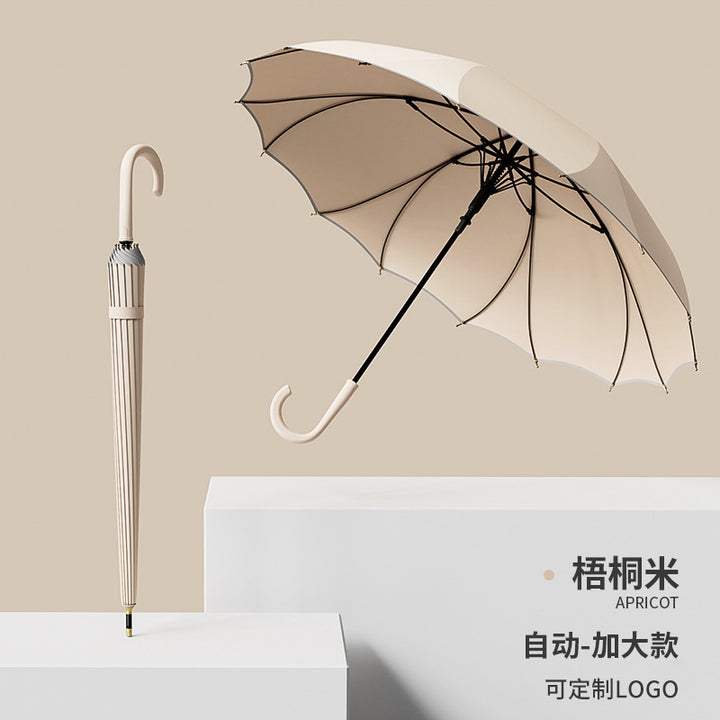 Women's Elegant Automatic Umbrella with UV Protection and Ergonomic Handle Bowlift