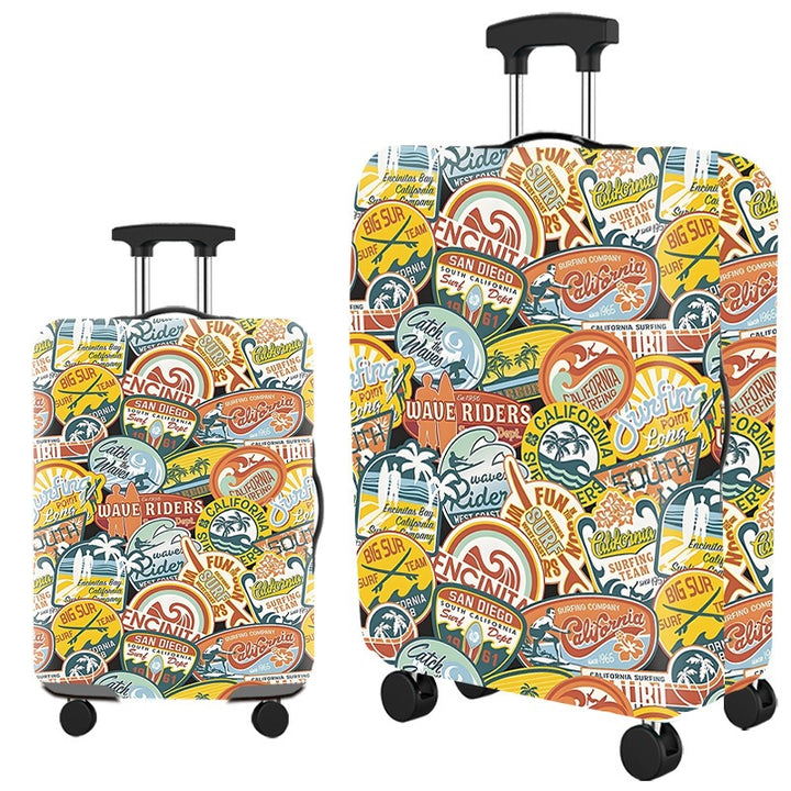 Vintage Travel-Themed Hard Shell Suitcase Bowlift