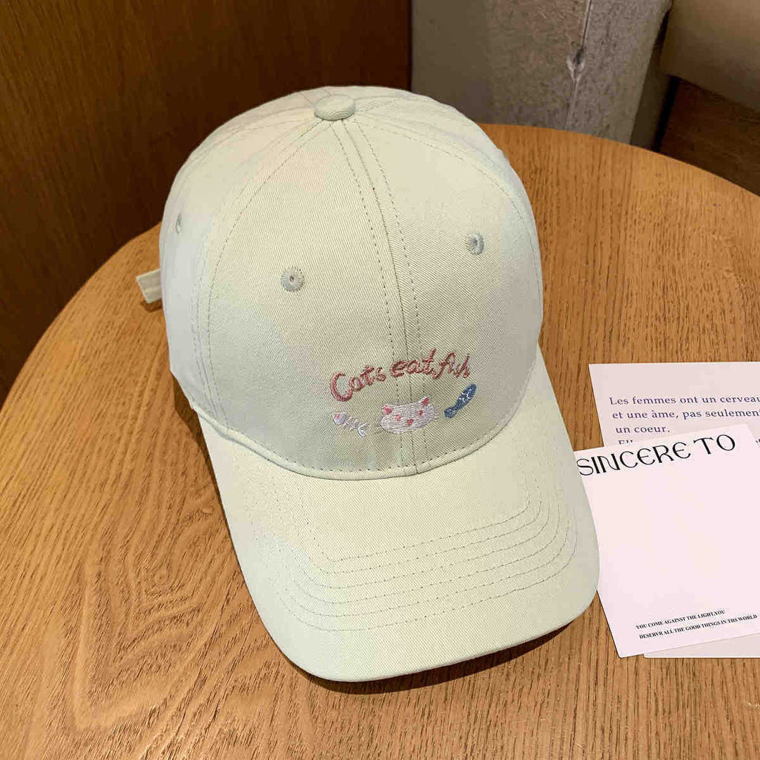 Women's Embroidered Cat-Themed Baseball Cap Bowlift