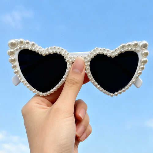 Heart-Shaped Pearl-Detail Sunglasses Bowlift