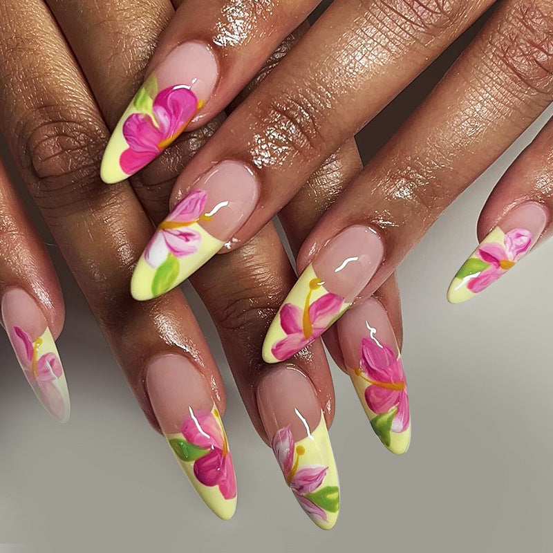 Floral Design Acrylic Nail Enhancements Bowlift
