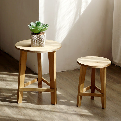 Rustic side table made of solid wood Bowlift